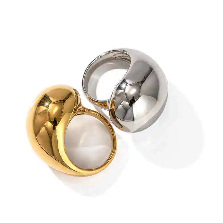 Wholesale Stainless Steel Water Drop Rings Original Designs Fashion Jewelry Luxury Couple 18K Gold Plated Ring Women