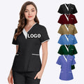 Custom Logo Short Sleeve Medical Scrubs Uniforms Women Men Doctors Surgical Hospital Dental Clinic Nursing Clothing Sets