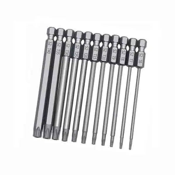 Hollow 100mm Length 11 Pcs S2 Torx Screwdriver Bit Set