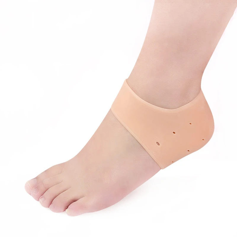 Silicone Gel Heel Sock Protector Dry Cracked Skin Moisturising Anti Skid Cushion Pad