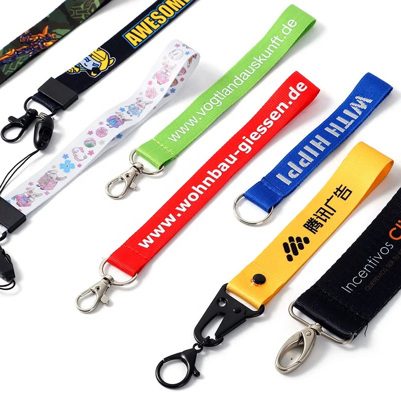 Personalized Custom Key Holder Wristlet Lanyard Polyester Wrist Key Chain Strap Short Lanyard Keychain