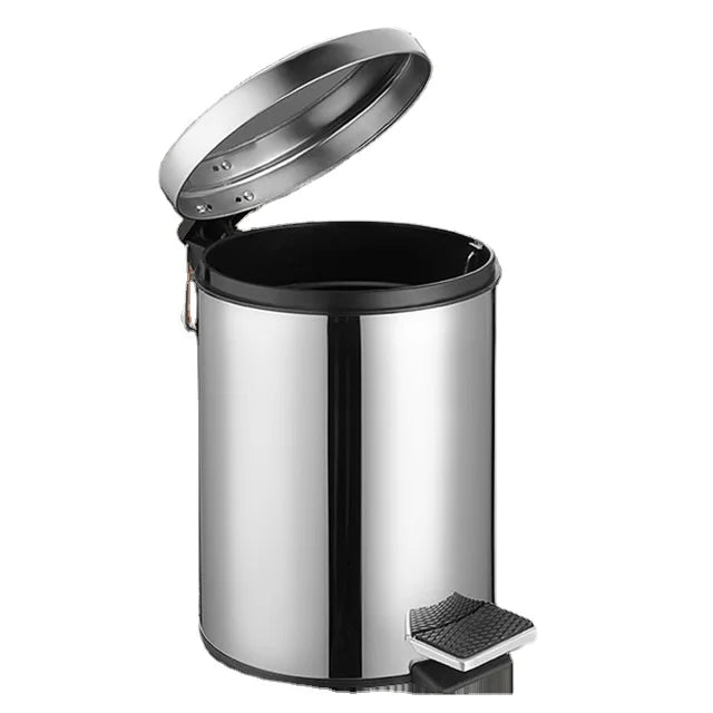 New Arrival Stainless Steel Round Hotel Room Waste Paper Bin Storage Bucket 3L-30L Foot Pedal Mirror Finished Eco-Friendly Trash