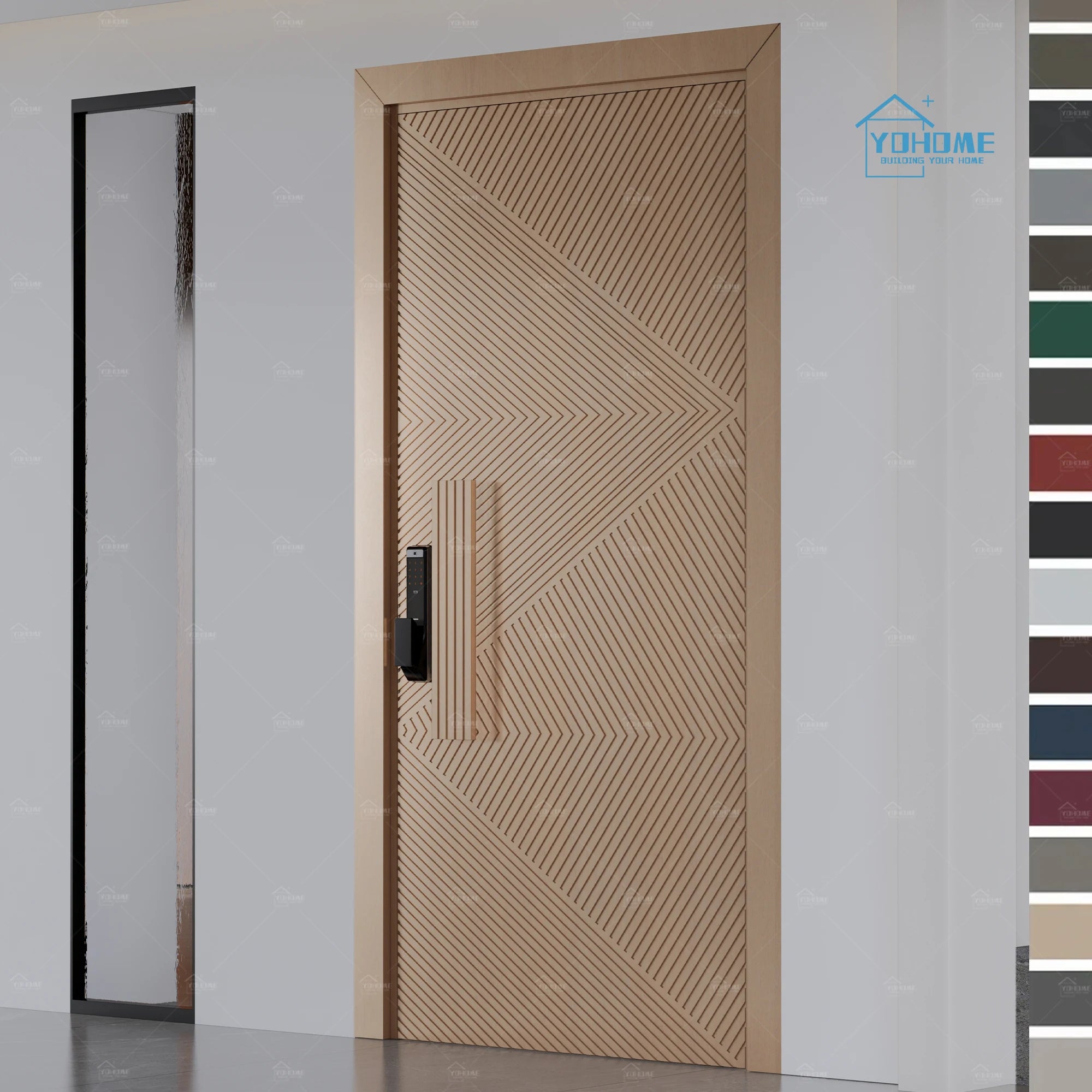 American House Modern Entry Doors for Villa Exterior Wooden Engineering Doors Outside Wooden Exterior Door for Villa