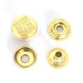 Factory Custom Brass Logo Engraved Metal Snap Buttons Heavy Duty Fasteners Gold Plated 15mm