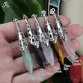 Faceted Gemstone Point Pendulum Charms  Silver  Healing Crystal Divinatioina and Balancing Chakras