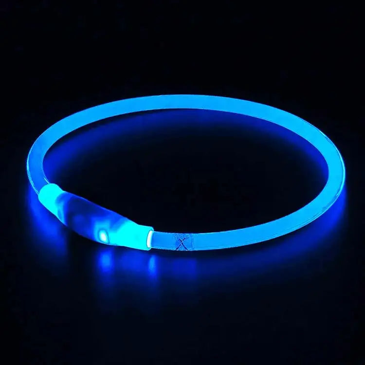 USB Rechargeable LED Dog Collar Animal Glowing Ribbons Lights Available Small Medium Large Sizes Night Safety Silicone Pet
