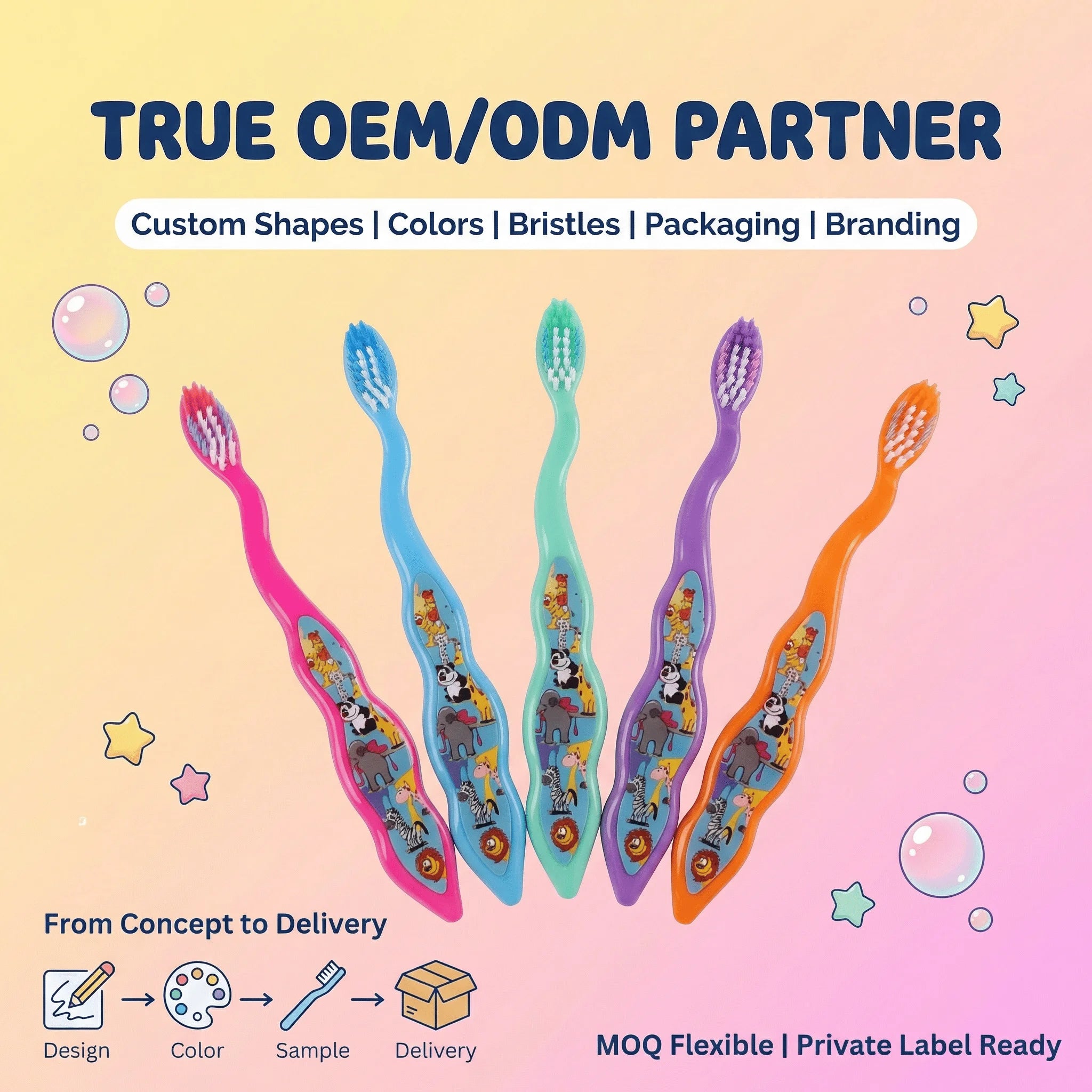 Supermarket Cartoon Kids Toothbrush for Reusable  With Cover Soft Toothbrush OEM ODM Tooth Brush Set Toothbrush Disposable