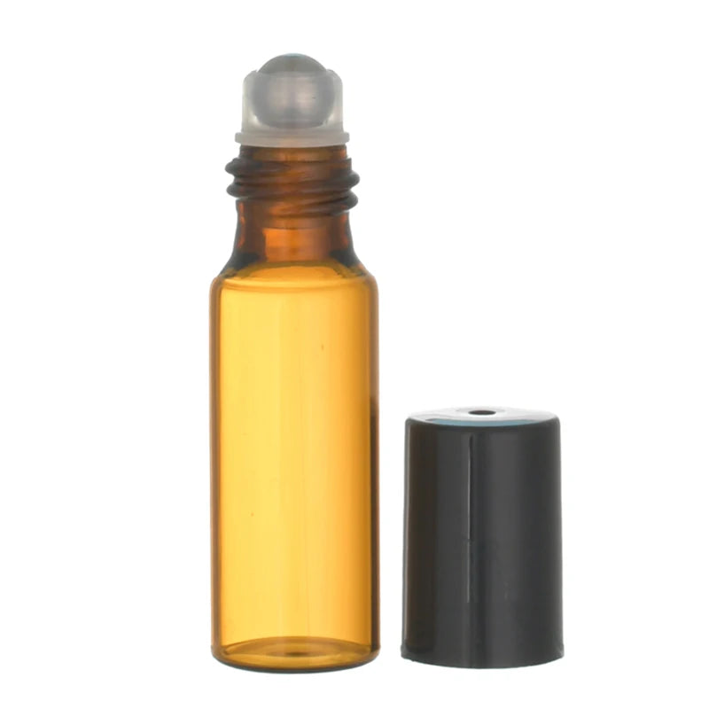 Factory Empty Glass Roll on Amber Glass Bottles with Steel Roller Ball 1ml 2ml 3ml 5ml 10ml Roller Bottle