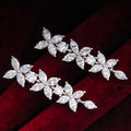 Huitan Women Dangle Earrings with Dazzling Cubic Zirconia Fashion Flower Design Luxury Female Wedding Butterfly Earrings