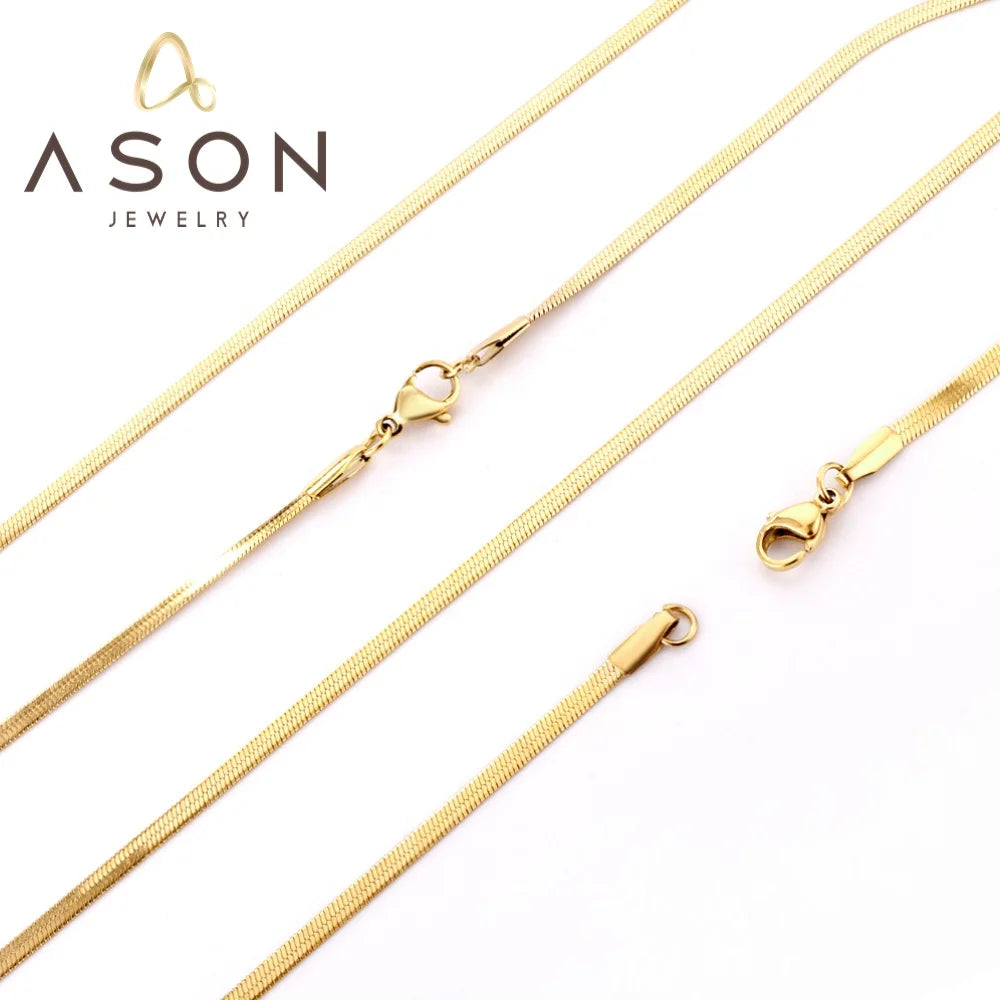 Ason New Trendy Wholesale Stainless Steel Necklace Lobster Clasp Chain Jewelry Blade 18K Gold Plated Necklace for Women Men
