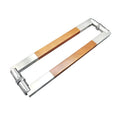 Stylish Wooden and Stainless Steel Handle for Modern Interior Glass Door