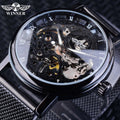 Winner Luxury Watch Men Transparent Classic Thin Case Hollow Clock Fashion Gift Mens Mechanical Wrist Mesh Band Watches Relogio