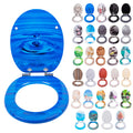 Bathroom Kitchen Wooden MDF 3D Printed Soft Close Quick Release Toilet Seat Cover Zinc Alloy Hinges Closed Front Elegant