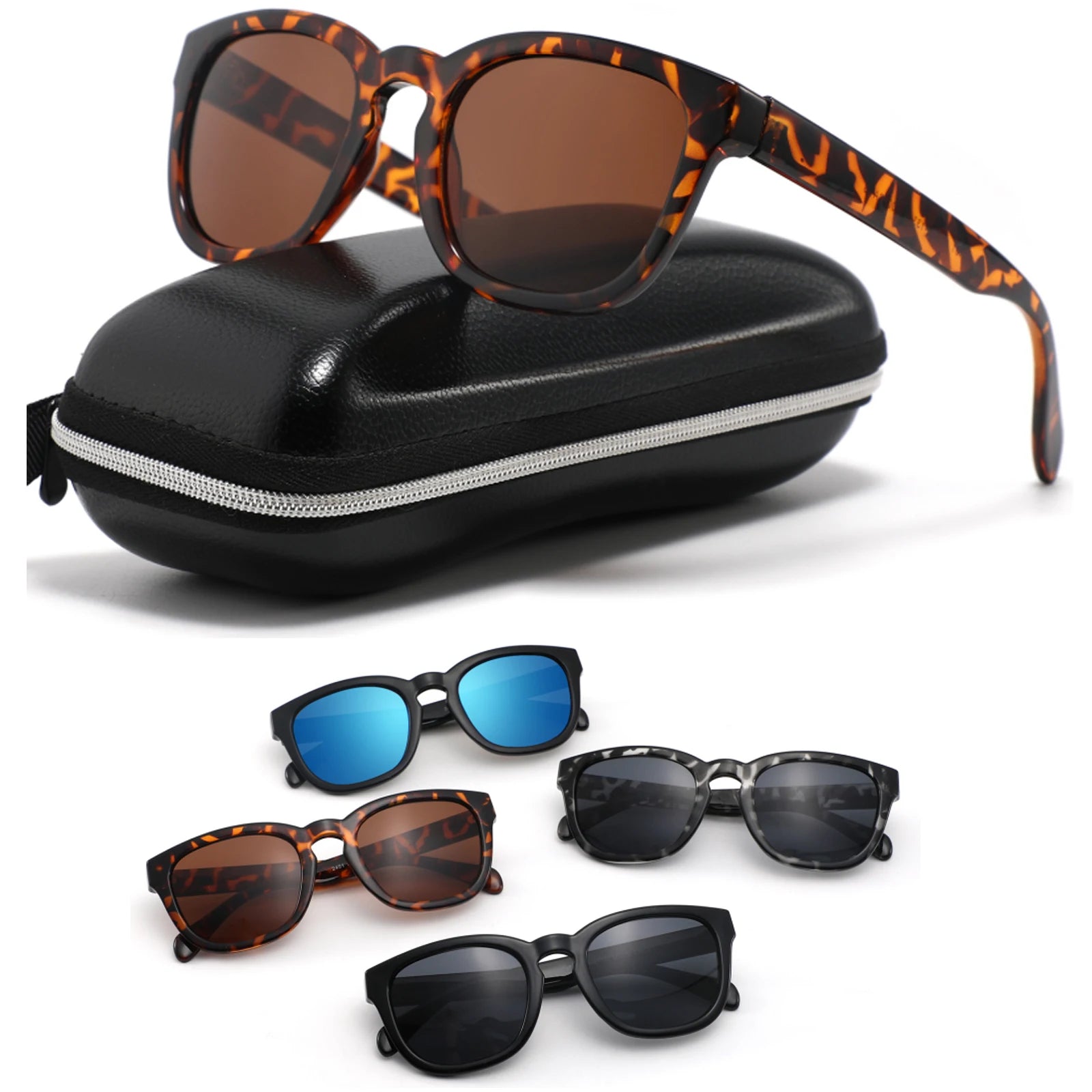 CONCHEN 2025 Stock Cheap Promotional Small Frame Sun Glasses Custom Logo Printing Retro Tortoise Shell Square Sunglasses for Men