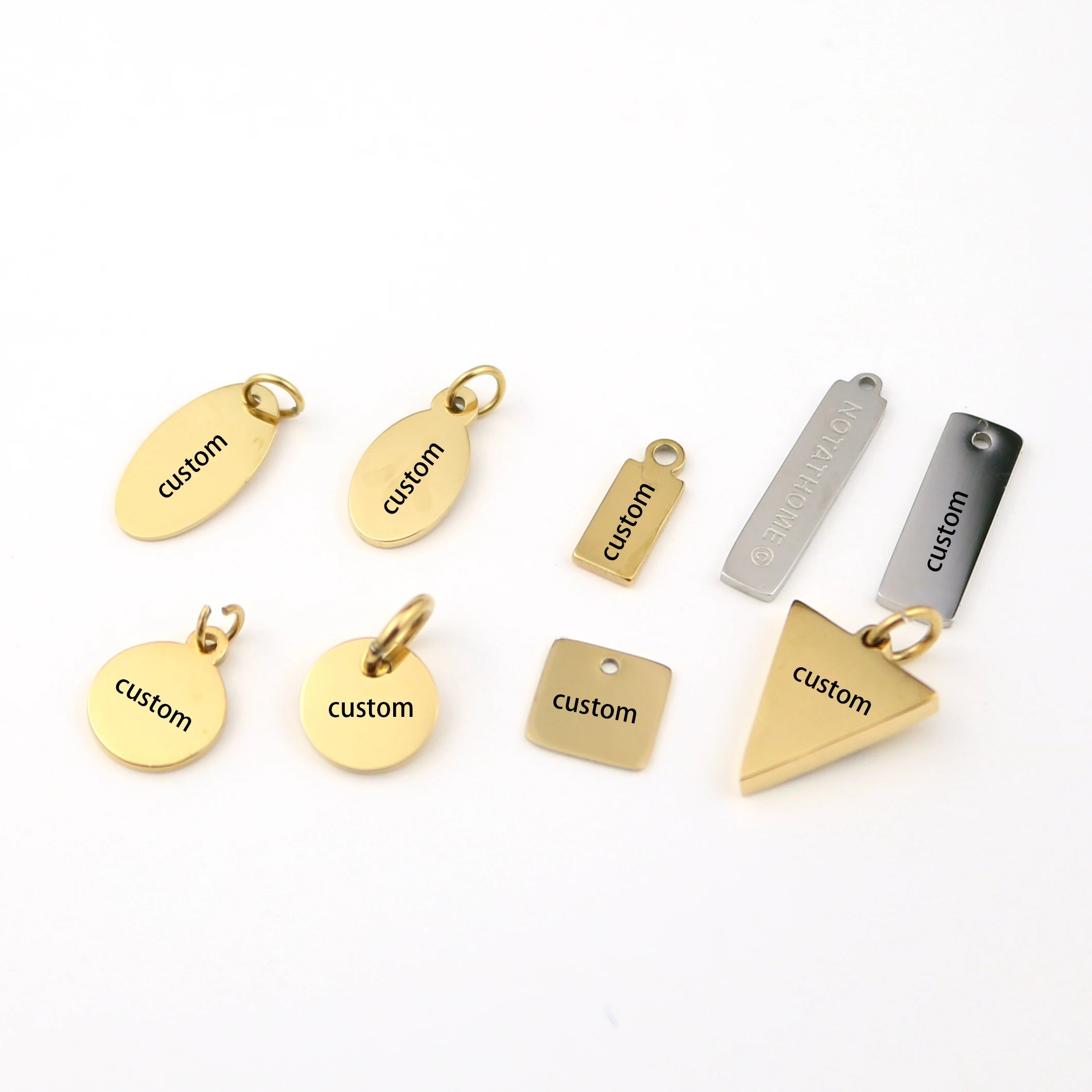Customize 18k Gold Plated Stainless Steel Logo Engraved Square Round Jewelry Tags for Necklaces Bracelet Jewelry Manufacturer
