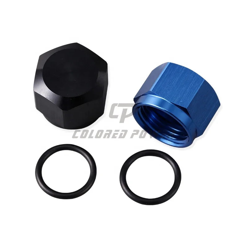 Hot Sale Racing Car Parts Blue/Black Aluminum Female an Cap Hex Fitting With O Ring