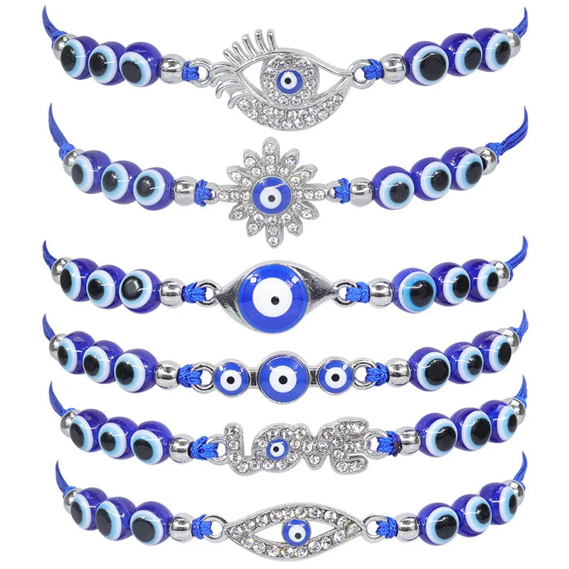 Hot Sales Lucky Creative Blue Eye Zircon Bracelet Adjustable Beaded Glittery Devil Eye Bracelet to My Daughter