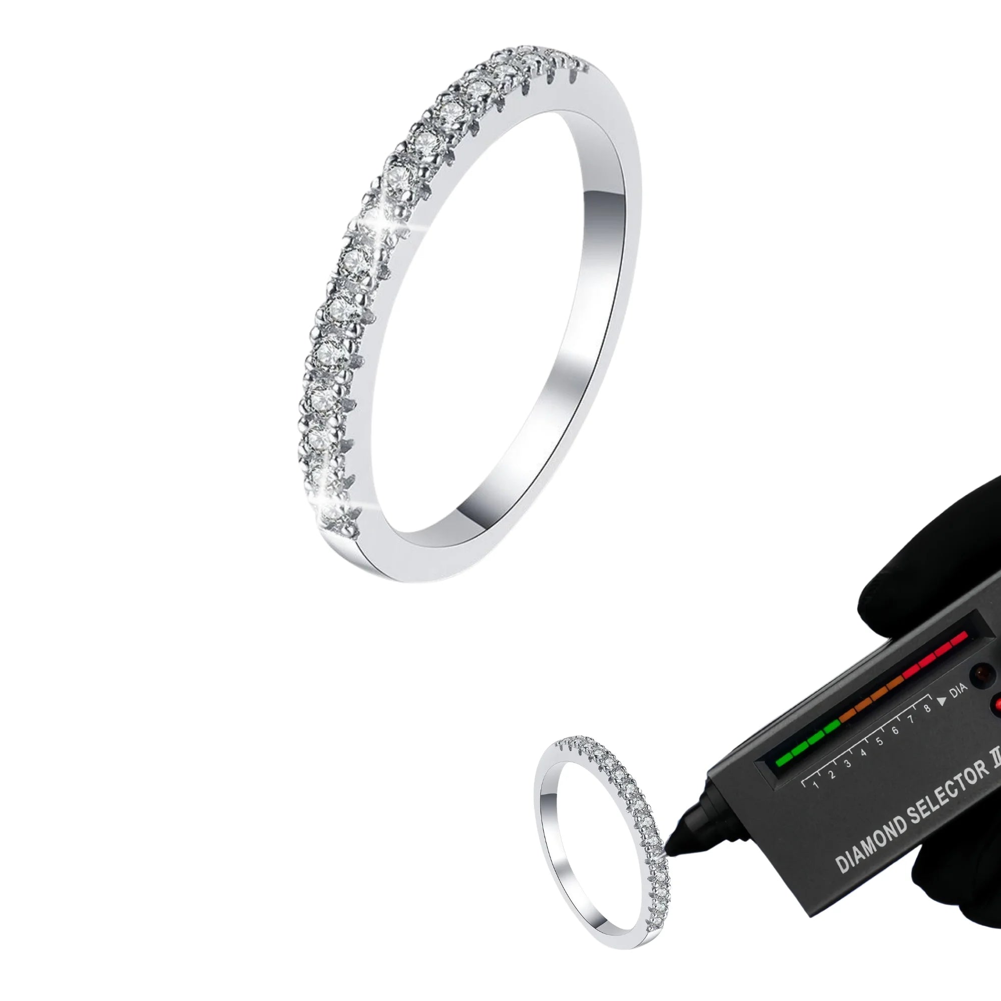 Factory Wholesale Rhodium Plated 925 Sterling Silver VVS Moissanite Eternity Ring Classic Engagement Wedding Gift for Parties