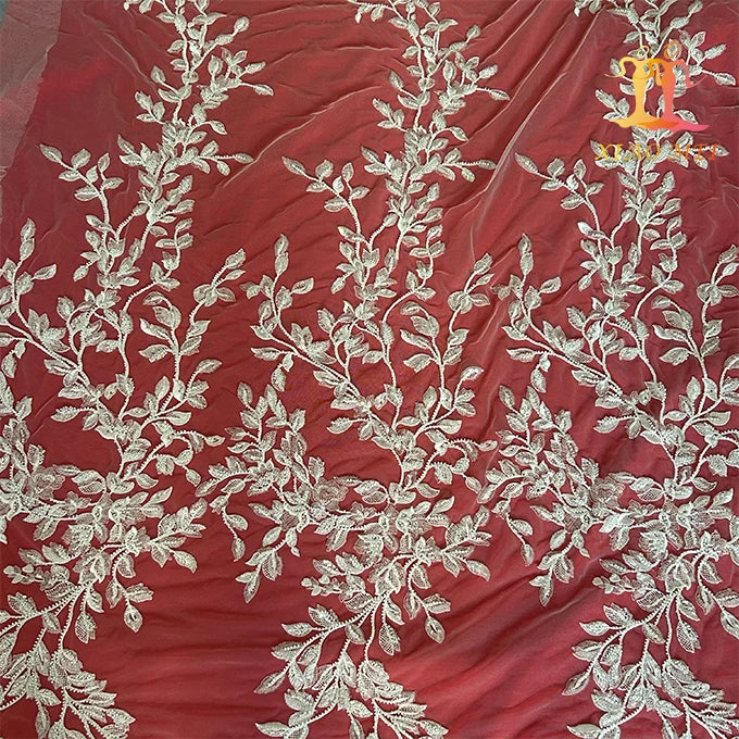 Wholesale Price 100% Polyester Eco-Friendly White Chemical Fancy Embroidery Bridal Luxury Beaded Mesh Tulle Lace Fabrics