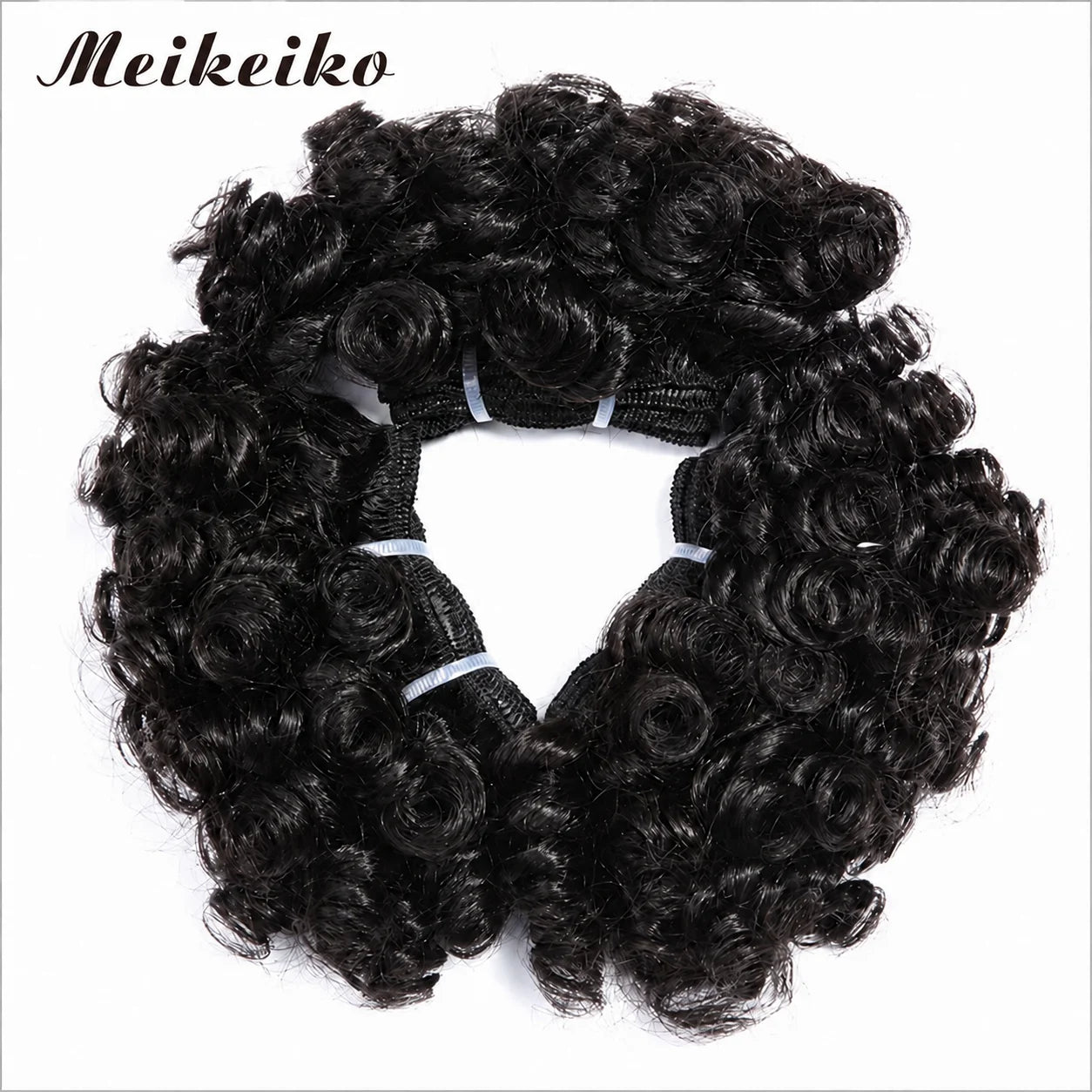 Meikeiko Short Bouncy Curly 100% Human Hair Weft Brazilian Hair Weave Bundle Cheap Short Deep Loose Ocean Wave Bundles