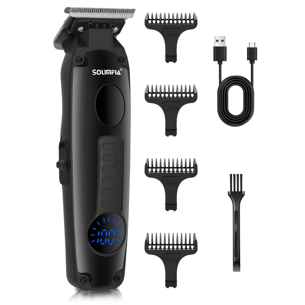 SOLIMIPA Professional Household Electric Hair Clippers Portable LED Display Trimmer