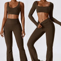 Custom Sportswear New High Waist Yoga Gym Wear  Crop Tops for Women Workout Clothes Seamless Long Sleeve Activewear Set