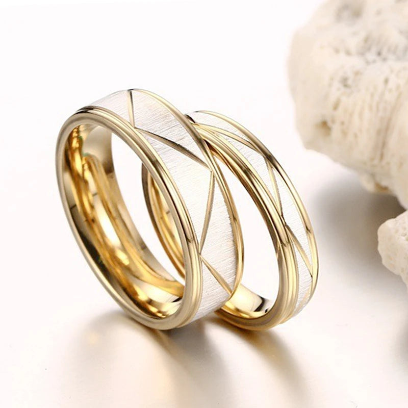 Personalized Gold-Plated Stainless Steel Wedding Ring Valentine Gift Jewelry for Couples Birthday Pop Accessories-Fashion Rings MegaBDM