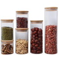 Acacia Wood Dry Fruits & Cookie Storage Jar Canister Set Big Glass Kitchen Pantry Lid for Home Organization for Food Giveaways