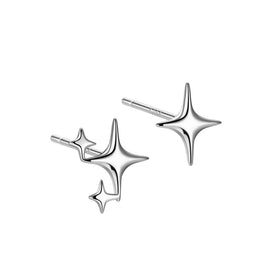 SC New Trendy Stylish Asymmetric Small Earrings Fashion 925 Silver Earrings Exquisite Star Shape Stud Earrings for Women