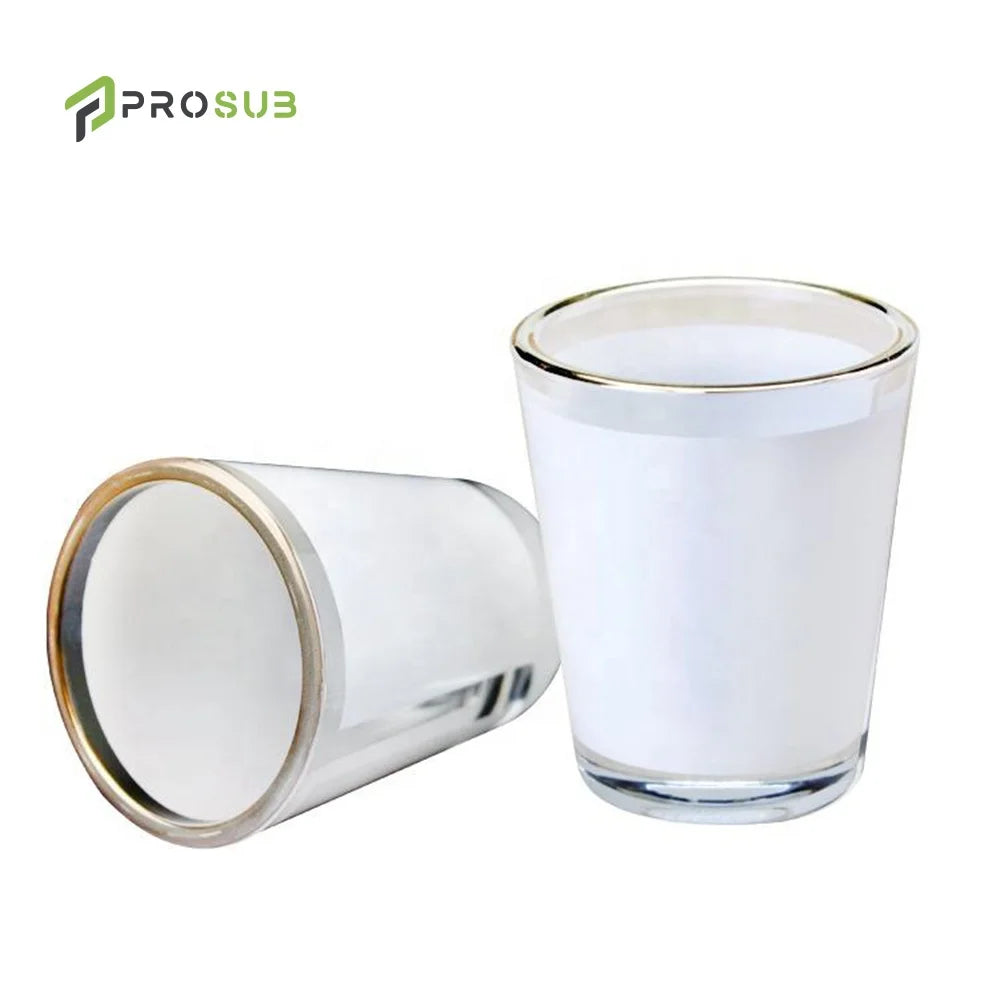 Prosub Customizable Logo 1.5oz Tass Sublimation Cup Golden-rimmed Liqueur Small Short Glass Mug Items