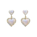 AA00350 Alloy Love Heart Pearl Earrings Korean Elegant Women's Jewelry Rhinestones Summer Party Anniversary Gift Accessories