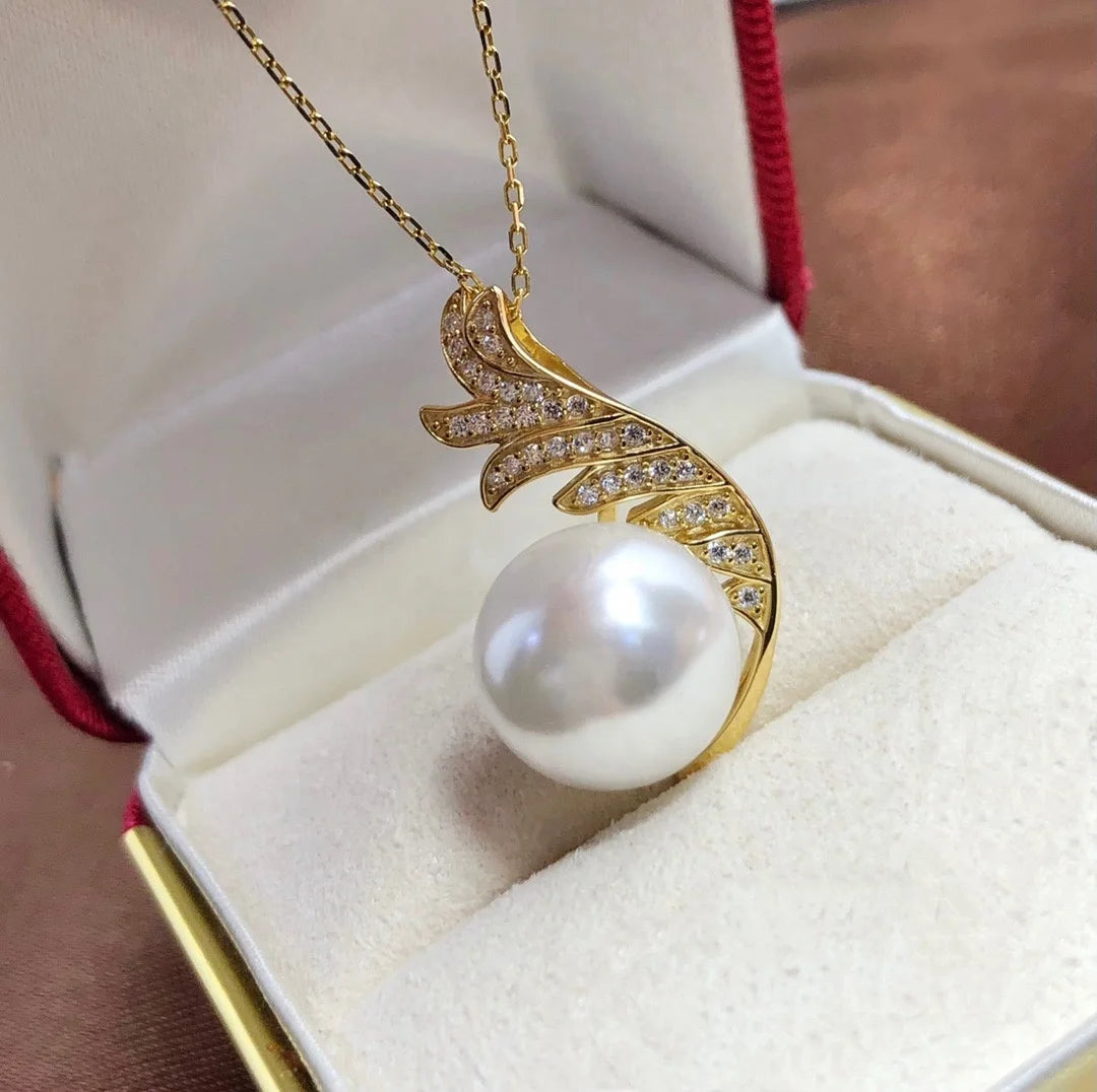 P1322 11-12mm DIY Natural  Freshwater Pearl Charm Pendant Necklace Accessory 925 Sterling Silver Jewelry for Women Without Chain