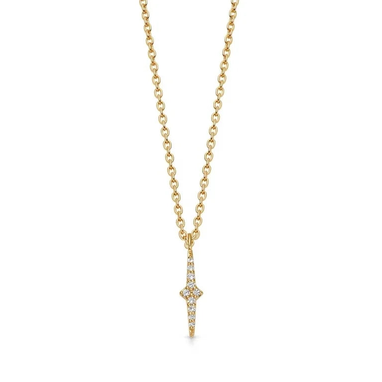 LOZRUNVE 925 Silver 18k Gold Delicate Pave CZ Stone Moonbeam Pendant Necklace Women
