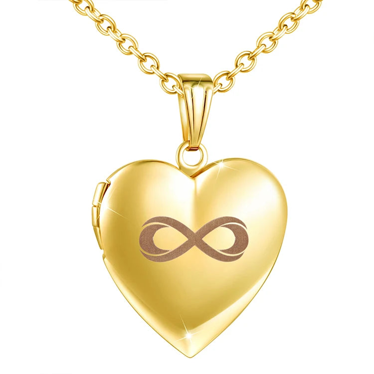 Stainless Steel Heart Locket Pendant Necklace Heart Photo Locket Charm for Women