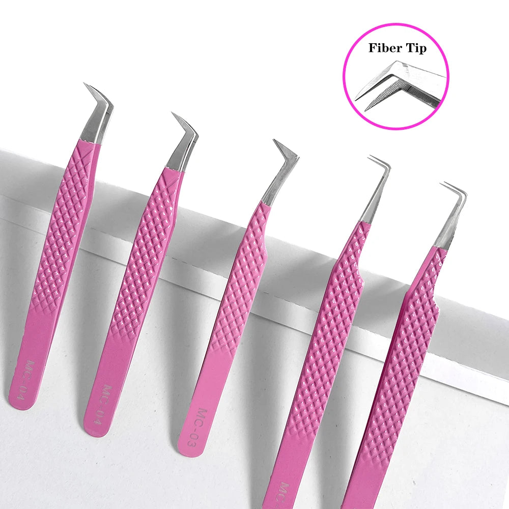 Meecil Custom Logo Fiber Tip Lash Tweezers Lash Extensions with Tweezer Sample for Professional Eyelash Tweezers MegaBDM