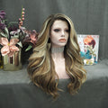 Celebrity Wig New Designed Ombre Natural Color Daily Life Wearing Futura Henlon Fiber Synthetic Lace Front Wigs