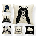 Animal Cushion Case Panda Pillow Case Retro Settee Holiday Gift Geometry Cat Throw Pillow Case Mountains Square Burlap Designer