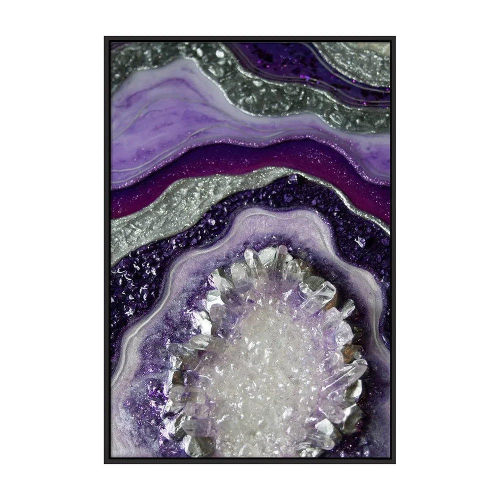 Hotel Decor Resin Painting Aluminum Alloy Grey Frame Painting Paints Liquid Epoxy Crystal Abstract Wall Art