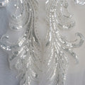 Luxury Silver Handmade Embroidered Sequins and Beaded Lace Back Patch with 100% Polyester for Elegant Wedding Dresses Shoes Bags