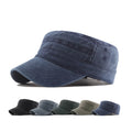 Flat Crown Washed Cotton Cadet Cap Hat