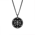 Black Seals of the 72 Spirits the Lesser Key of Solomon King Asmoday Demon Origins Goetia 49-60 Stainless Steel Pendant Necklace
