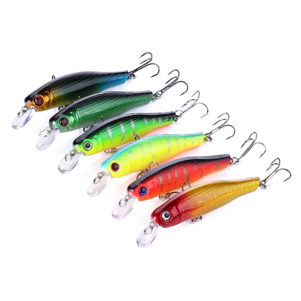 8.5CM 8.9G Floating Minnow Baits 6 Color ABS and Metal Hard Plastic Fishing Lure for River Lake Stream Fishing