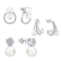 YH Jewellery Delicate Clear Cz Crystal Natural Freshwater Pearl Stud Fine Jewelry 925 Sterling Silver Earrings
