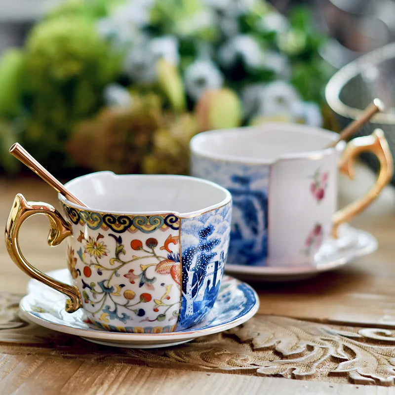 Wholesale Original Design Bone China Porcelain Latte Cup Tea Mug Ceramic Coffee Cup with Saucer Set Carton Gift Package Included