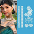 Bxtats CustomSpecial Wedding White Temporary Tattoo Henna White Lace Full Hand Mehndi Mandala India Design Sticker Tattoo