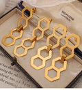 Dainty 18K Gold Stainless Sreel Geometric Polygon Matching Earrings INS Blogger Drop Earring Valentine's Day Gifts Women
