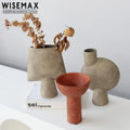 WISEMAX FURNITURE Contemporary Simple Art Ornament Handmade Ceramic Decorations Abstract Geometric Flower Vase