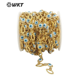 WT-RBC191 Amazing Unique Turkey Evil Eye Chain 18k Real Gold Plated Resist Tarnishable Lucky DIY Brass Chain for Bracelet