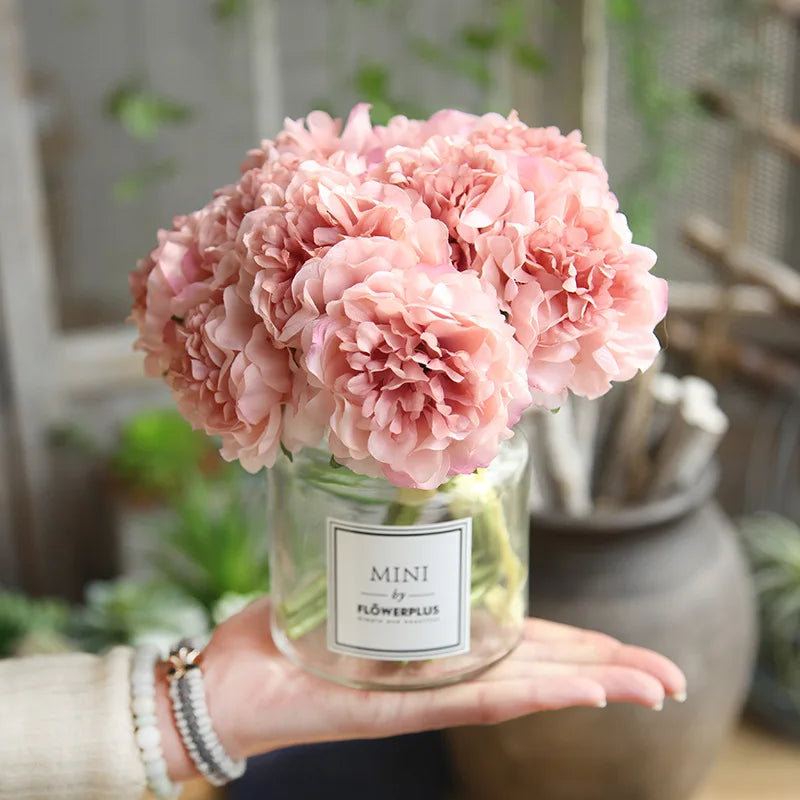 M-29 Wholesale Single Peony Flowers White Silk Peonies Artificial Flowers Bunch for Wedding Decoration