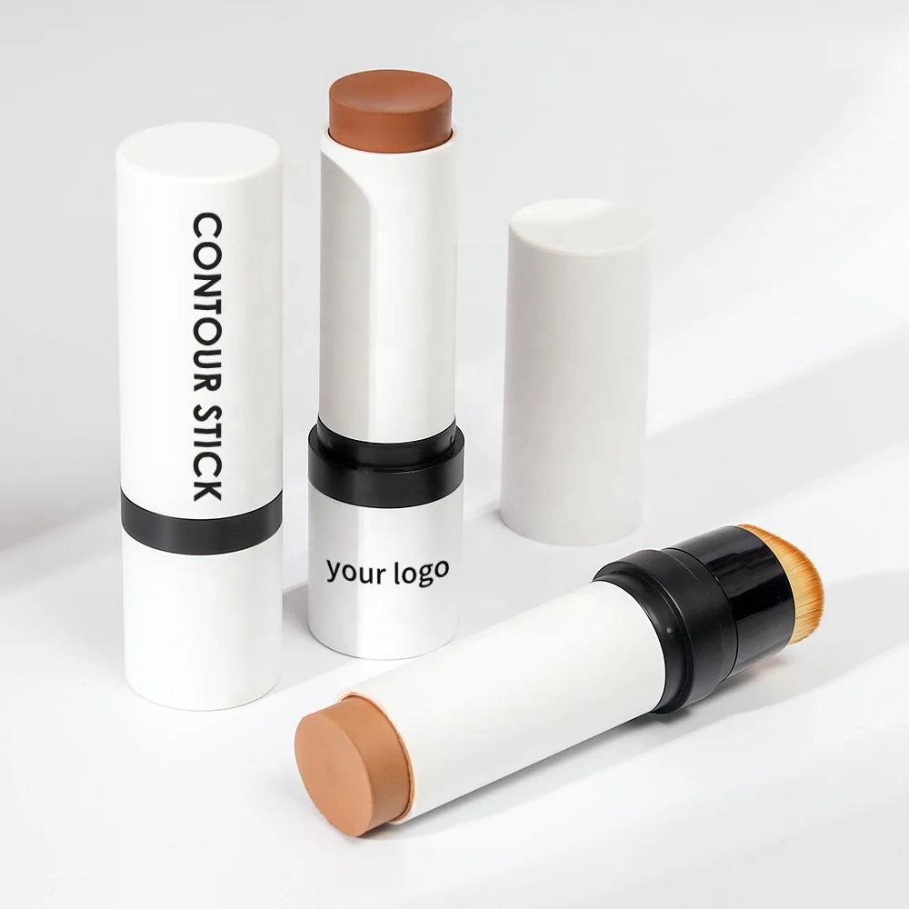 Custom Private Label Vegan Double-headed Makeup Highlight Bronzer for Dark Skin with Brush Oem Cream Concealer and Contour Stick